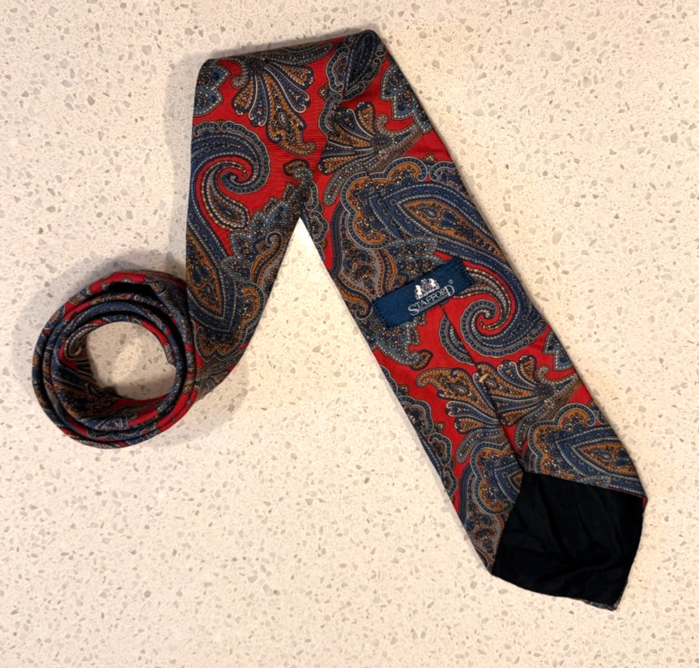 Vintage Stafford Silk Paisley Tie Made in USA Excellent Condition